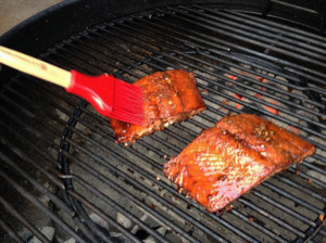 grilling teriyaki salmon